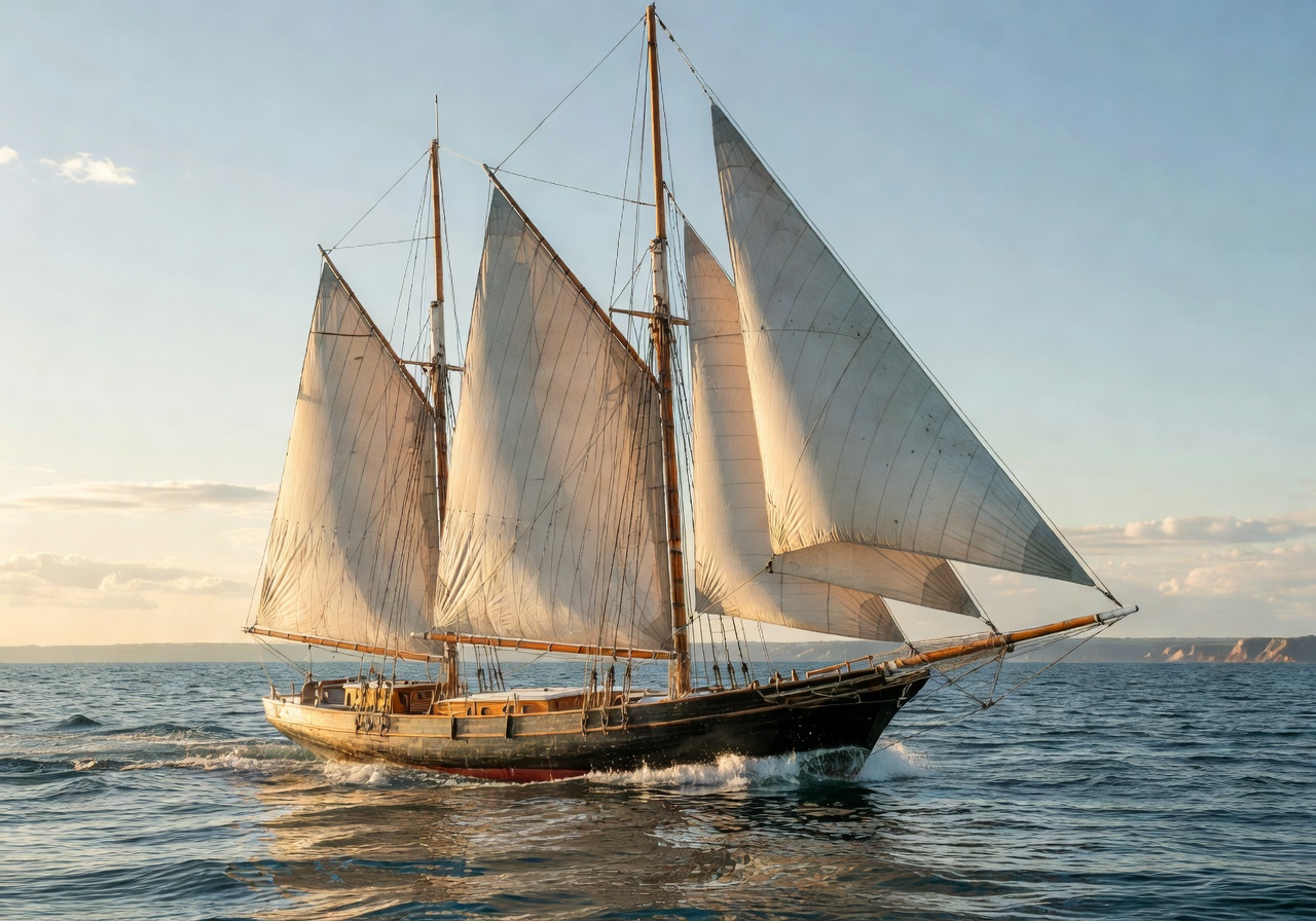 Sails catching afternoon wind